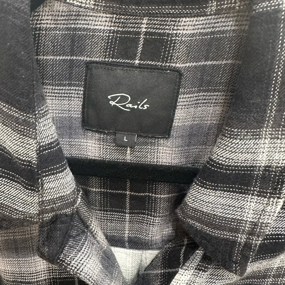 Rails Skyline Mixed Plaid Button-Up Shirt - Black and White - Picture 3 of 4
